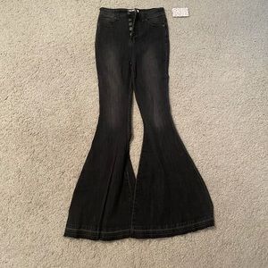Free people black super flared bell bottom jeans